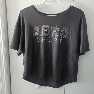 Aeropostale Sport Black Active Tee with White Neck Label